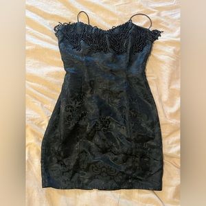 Vintage Gunne Sax Black Beaded Mini Dress